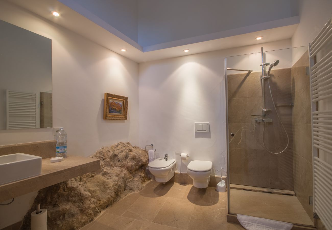 8 habitaciones dobles, 8 baños en suite, 1 baño exterior, 2 baños para invitados, piscina, terrazas, jardín y bodega.