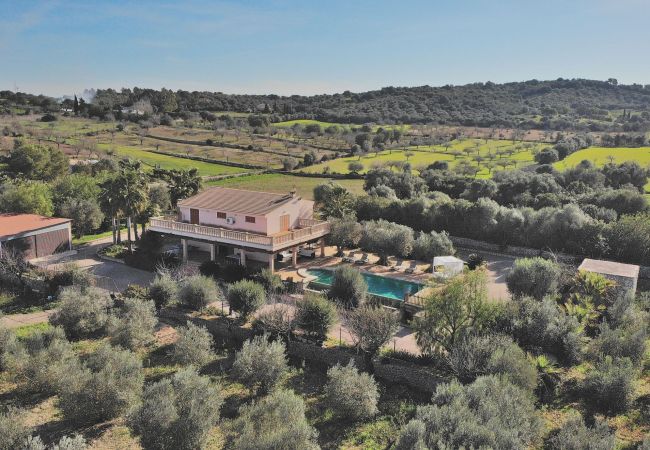 Vista aerea de la villa en Sineu