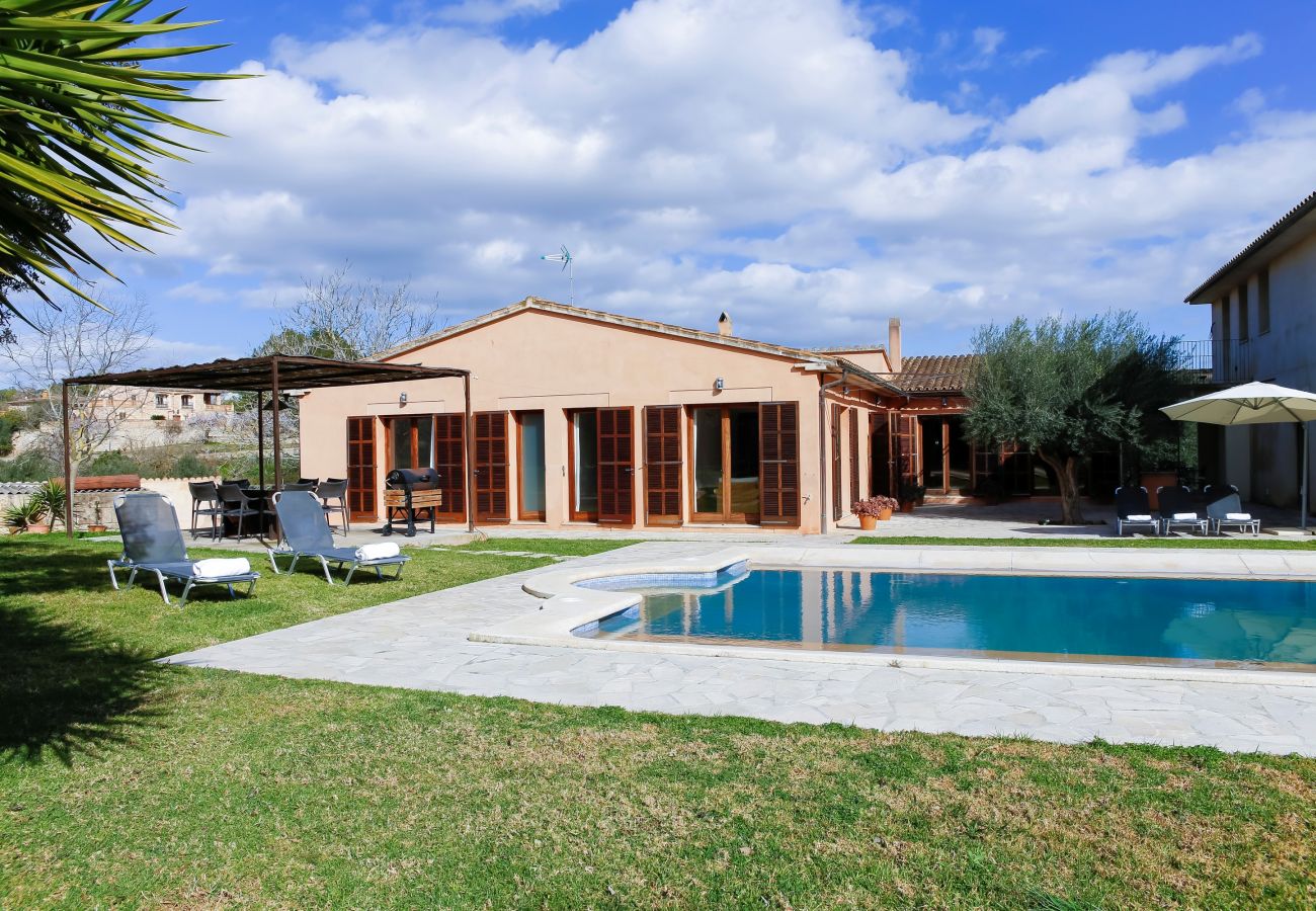 Esto es la piscina y las amacas de Villae Son Parxana 