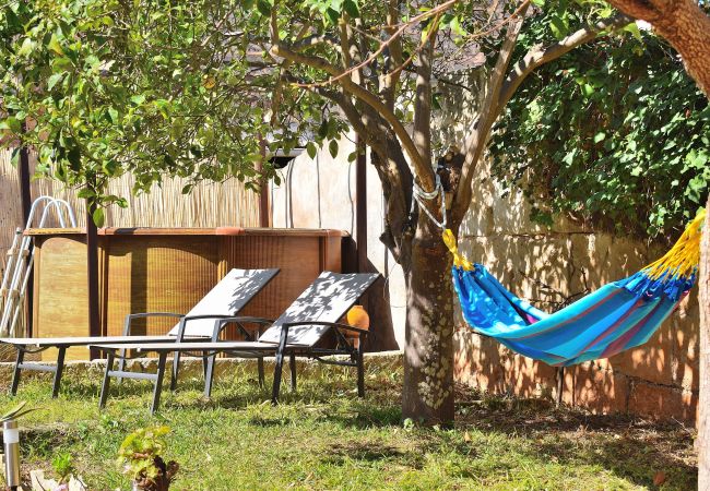 garden with relaxation area